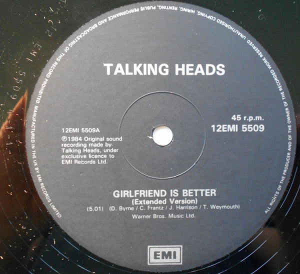 Talking Heads : Girlfriend Is Better (12", Single)