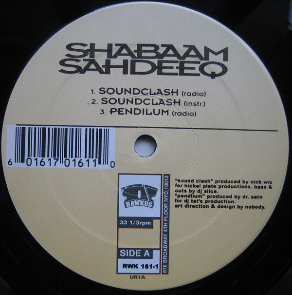 Shabaam Sahdeeq : Sound Clash b/w 5 Star Generals + Pendilum (12")