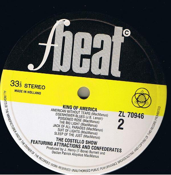 The Costello Show Featuring The Attractions And Confederates* : King Of America (LP, Album)