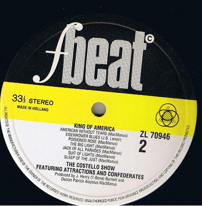 The Costello Show Featuring The Attractions And Confederates* : King Of America (LP, Album)