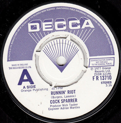 Cock Sparrer : Runnin' Riot (7", Single, Promo, Pus)