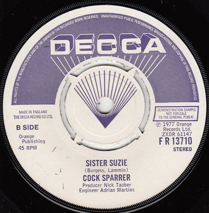 Cock Sparrer : Runnin' Riot (7", Single, Promo, Pus)