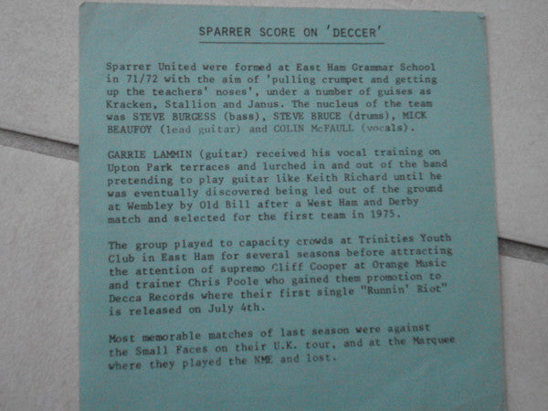 Cock Sparrer : Runnin' Riot (7", Single, Promo, Pus)