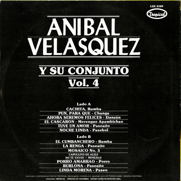 Aníbal Velásquez Y Su Conjunto : Aníbal Velásquez Y Su Conjunto, Vol. 4 (LP, Comp, RE)