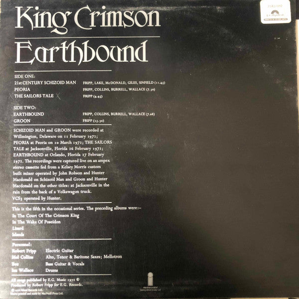 King Crimson : Earthbound (LP, Album)