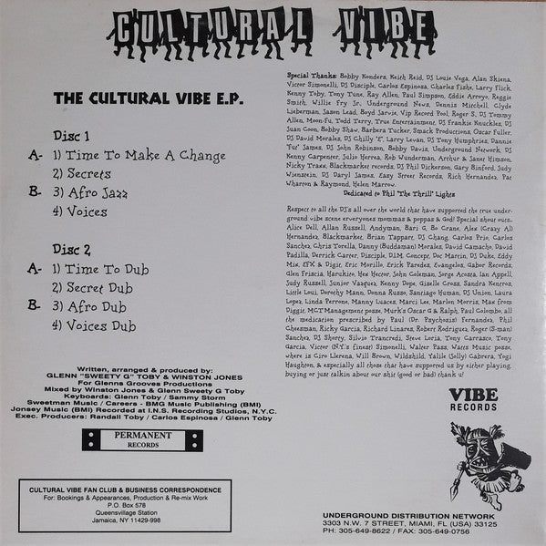 Cultural Vibe Featuring Glenn "Sweety G" Toby : The Cultural Vibe E.P. (2x12", EP, Ltd)