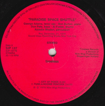 George Adams Quintet : Paradise Space Shuttle (LP, Album, Red)