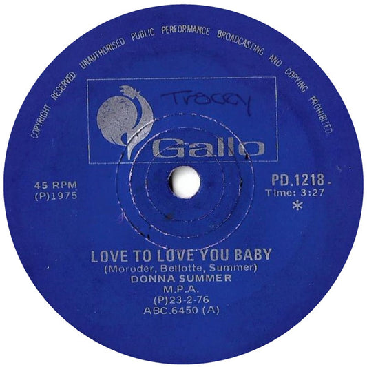 Donna Summer : Love To Love You Baby (7", Single)