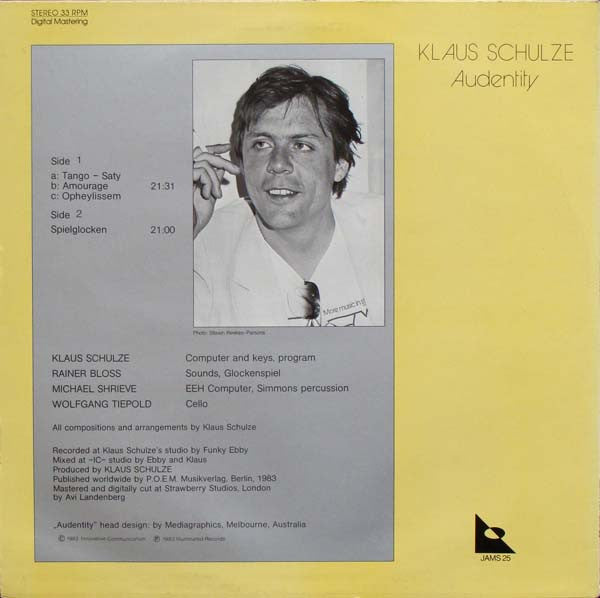 Klaus Schulze : Audentity (LP, Album)