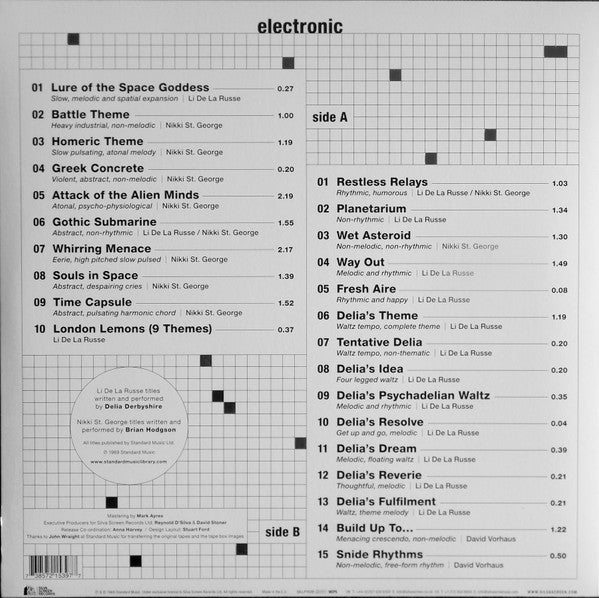 Delia Derbyshire / Brian Hodgson / David Vorhaus : Electronic (LP, RE, 180)