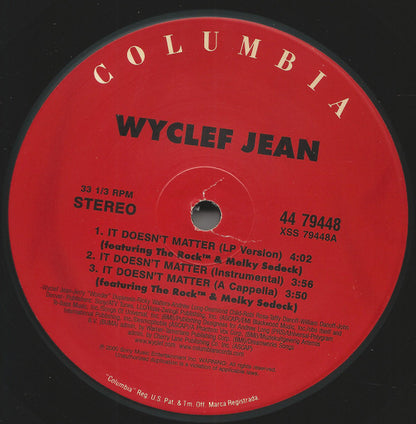 Wyclef Jean Featuring The Rock (2) & Melky Sedeck : It Doesn't Matter (12")