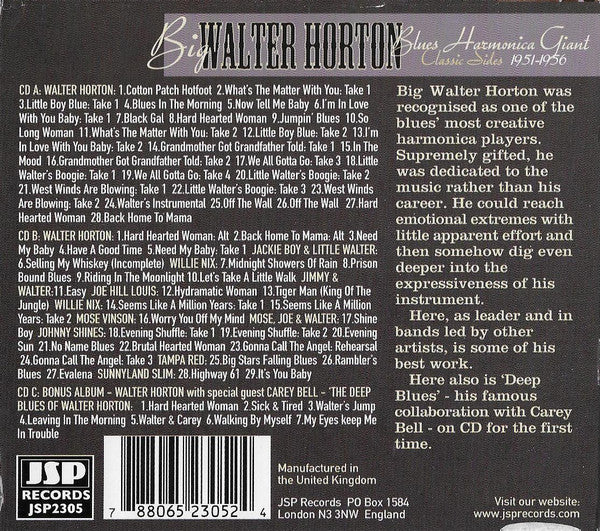 Big Walter Horton* : Blues Harmonica Giant (Classic Sides 1951-1956) (3xCD, Comp, RM)