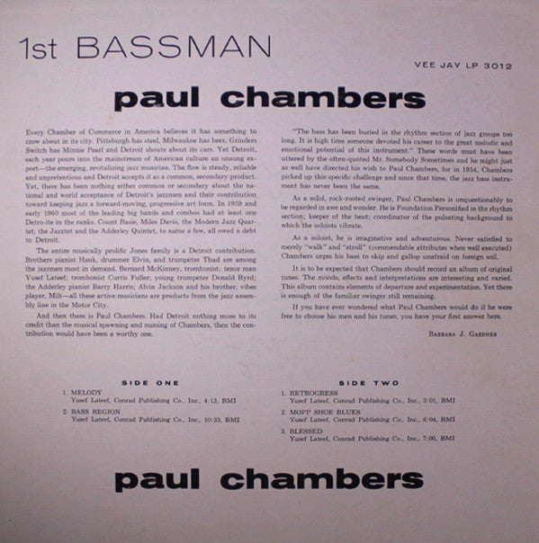 Paul Chambers (3) : 1st Bassman (LP, Album, Mono, RE)