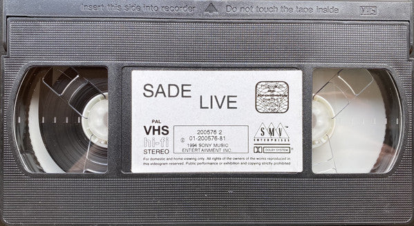 Sade : Live (VHS, Comp, PAL)