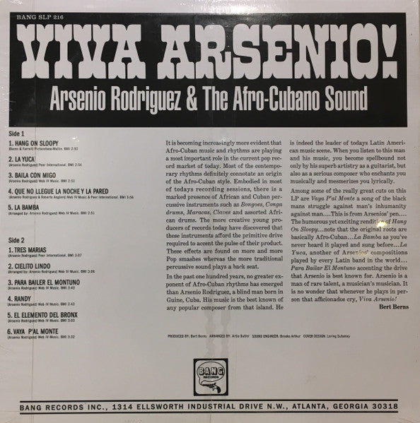 Arsenio Rodriguez & The Afro-Cubano Sound : Viva Arsenio! (LP, RE)