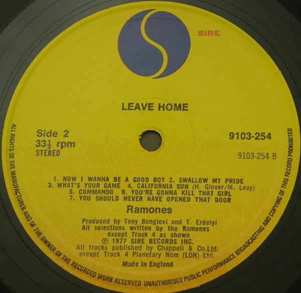 Ramones : Leave Home (LP, Album, RE)