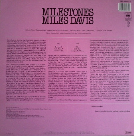 Miles Davis : Milestones (LP, Album, Mono, RE, RM)