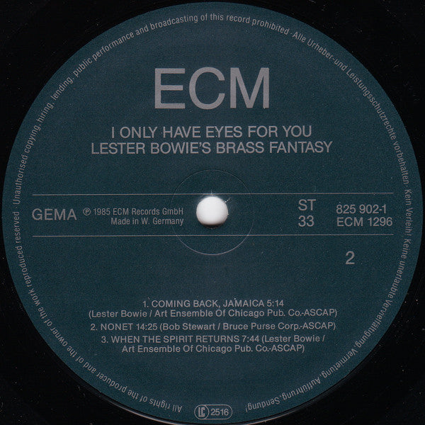 Lester Bowie's Brass Fantasy : I Only Have Eyes For You (LP, Album)