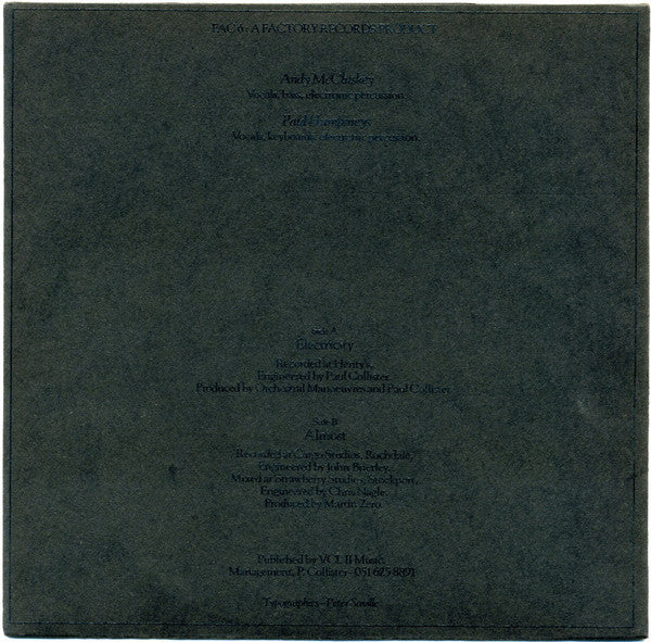 Orchestral Manoeuvres In The Dark : Electricity (7", Single)