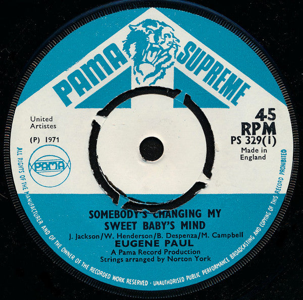 Eugene Paul (2) : Somebody's Changing My Sweet Baby's Mind (7")