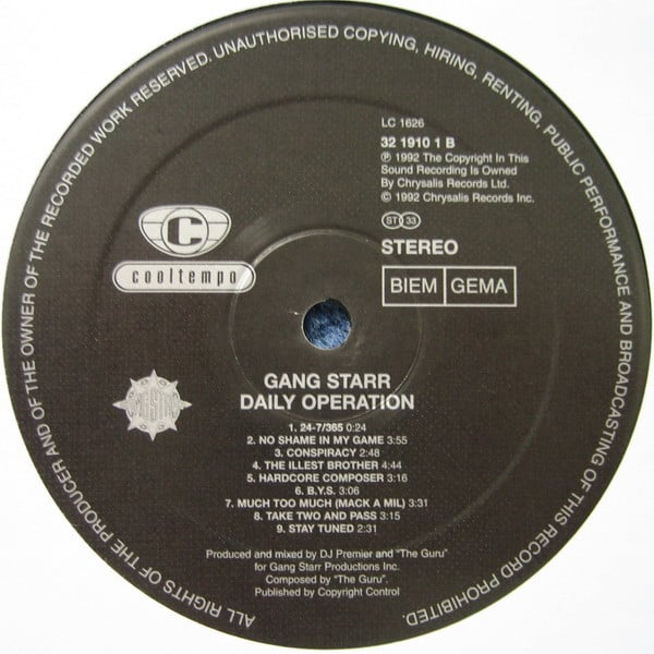 Gang Starr : Daily Operation (LP, Album, RP)