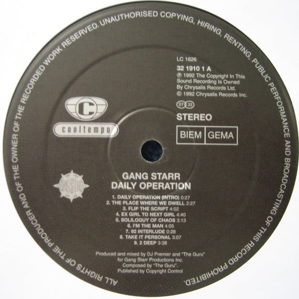 Gang Starr : Daily Operation (LP, Album, RP)