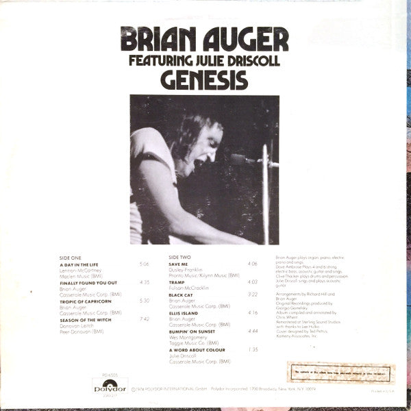 Brian Auger & The Trinity Featuring Julie Driscoll* : Genesis (LP, Comp, RM)