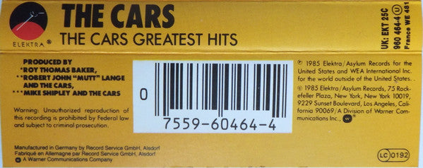 The Cars : The Cars Greatest Hits (Cass, Comp)