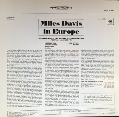 Miles Davis : Miles Davis In Europe (LP, Album, RE)