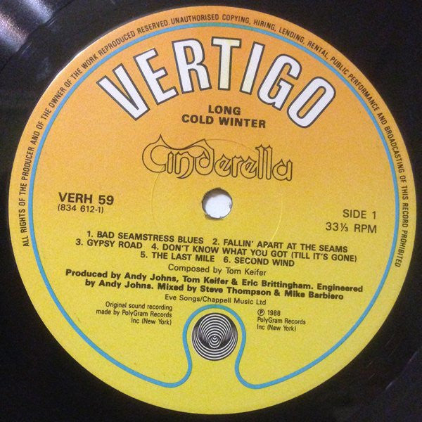 Cinderella (3) : Long Cold Winter (LP, Album)