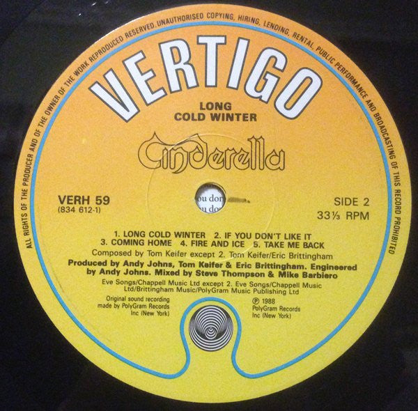 Cinderella (3) : Long Cold Winter (LP, Album)