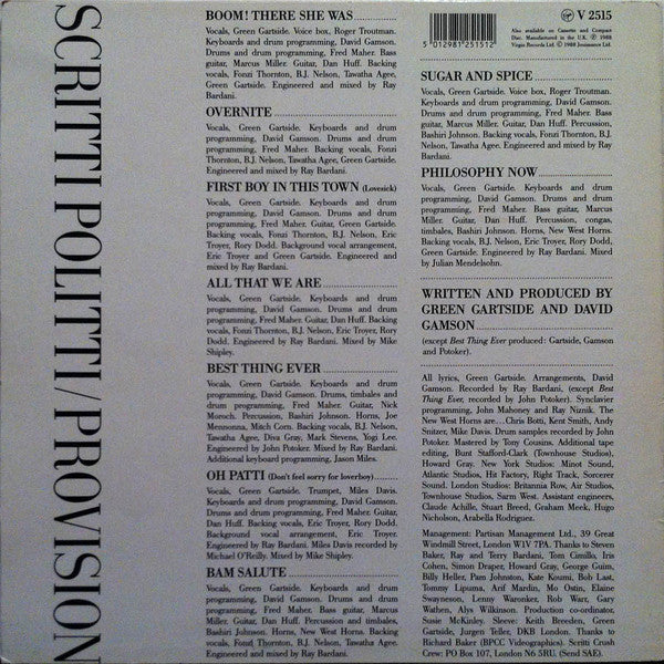 Scritti Politti : Provision (LP, Album)