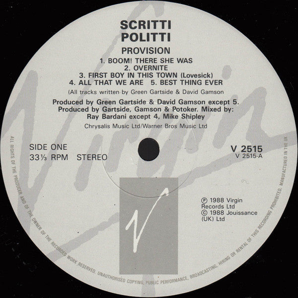 Scritti Politti : Provision (LP, Album)