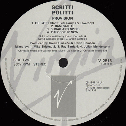 Scritti Politti : Provision (LP, Album)