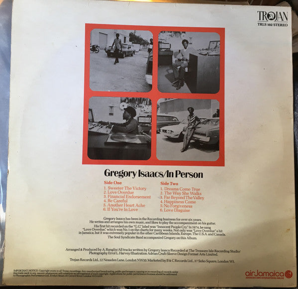 Gregory Isaacs : In Person (LP, Album)