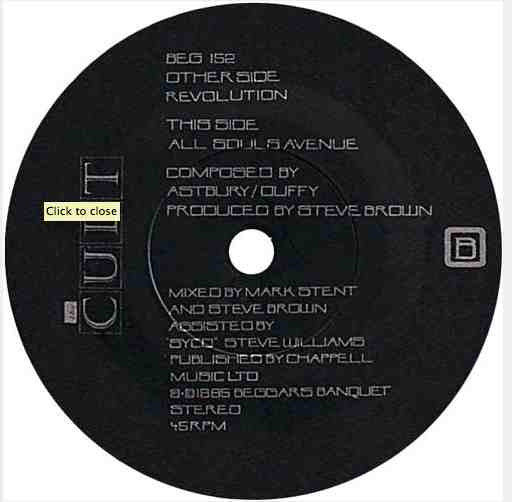 The Cult : Revolution (7", Single, Dam)