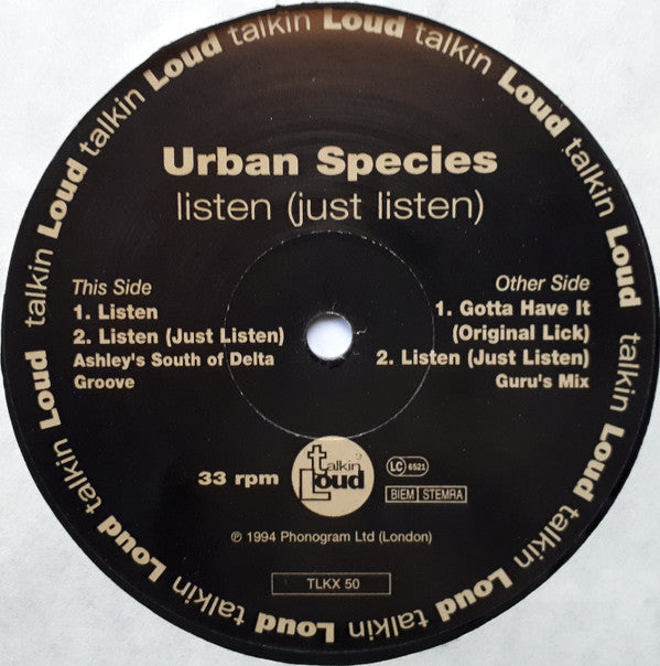 Urban Species Featuring MC Solaar : Listen (12")