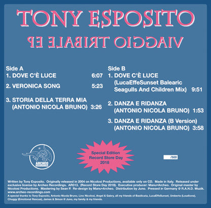 Tony Esposito : Viaggio Tribale EP (12", RSD, Ltd, Num, RE)