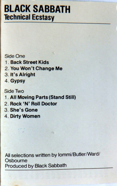Black Sabbath : Technical Ecstasy (Cass, Album, RE, Gre)