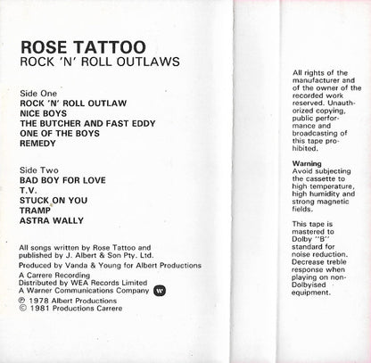 Rose Tattoo : Rock 'N' Roll Outlaws (Cass, Album)