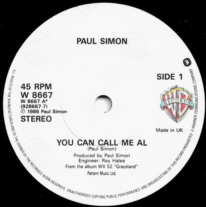 Paul Simon : You Can Call Me Al (7", Single, Pap)