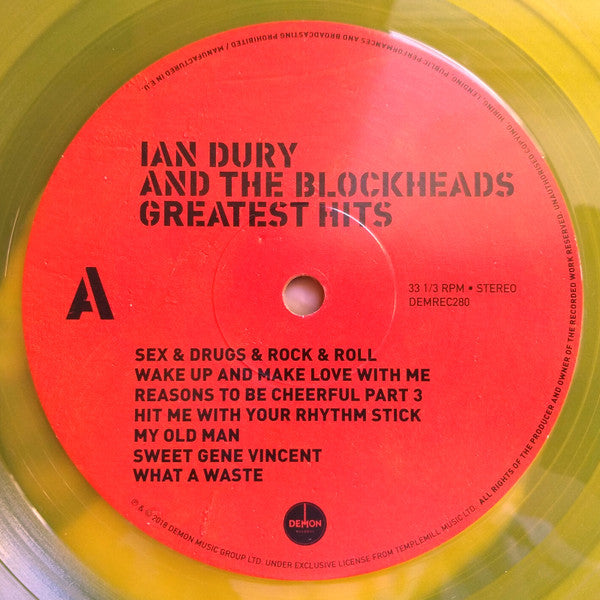 Ian Dury And The Blockheads : Greatest Hits (LP, Comp, Yel)