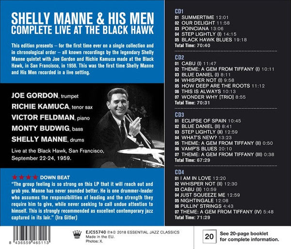 Shelly Manne & His Men : Complete Live At The Black Hawk (4xCD, Comp, RE)