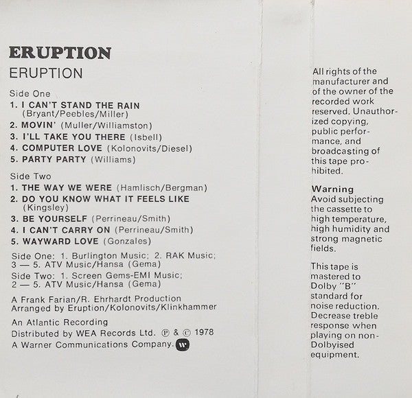 Eruption (4) : Eruption (Cass, Album)