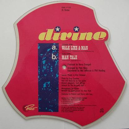 Divine : Walk Like A Man (7", Shape, Pic)