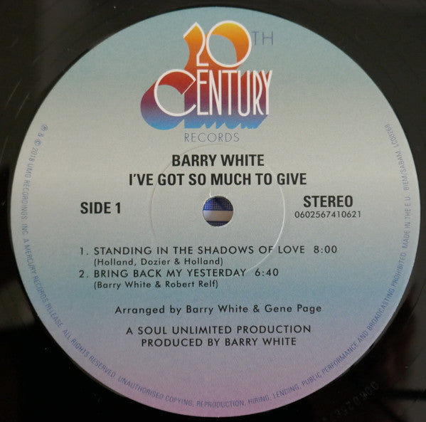 Barry White : I've Got So Much To Give (LP, Album, RE)