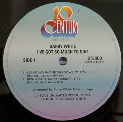 Barry White : I've Got So Much To Give (LP, Album, RE)
