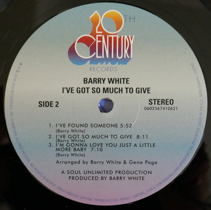 Barry White : I've Got So Much To Give (LP, Album, RE)