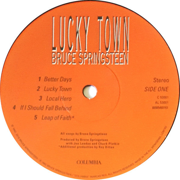 Bruce Springsteen : Lucky Town (LP, Album, RE)