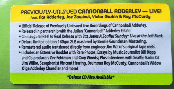 Cannonball Adderley : Swingin' In Seattle: Live At The Penthouse (1966-1967) (2xLP, Album, RSD, Dlx, Ltd, Num, 180)